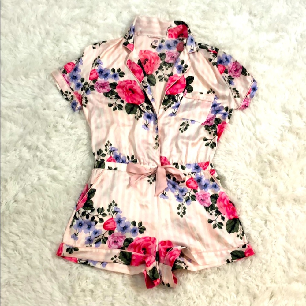Floral silk Victoria’s Secret pajama romper
